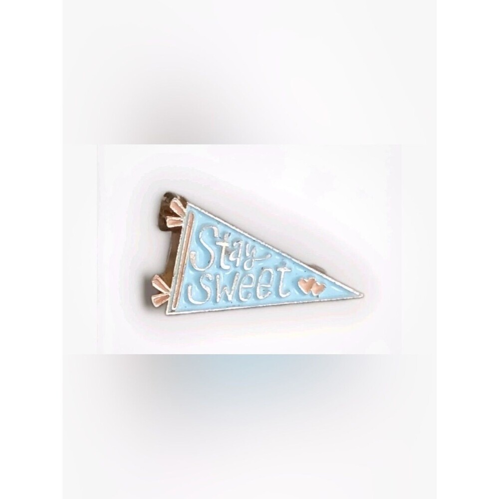 Stay Sweet Light Blue Enamel Pennant Pin